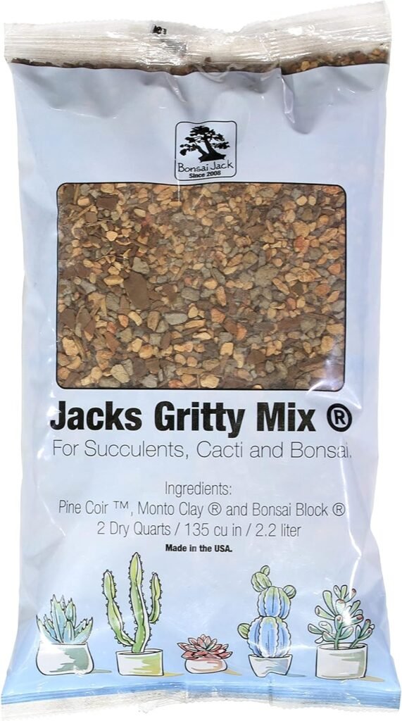 Bonsai Succulent and Cactus Soil - Jacks Gritty Mix #111 - Fast Draining – Fights Root Rot – Optimized pH (1/2 Gallon / 2 Dry Quarts)