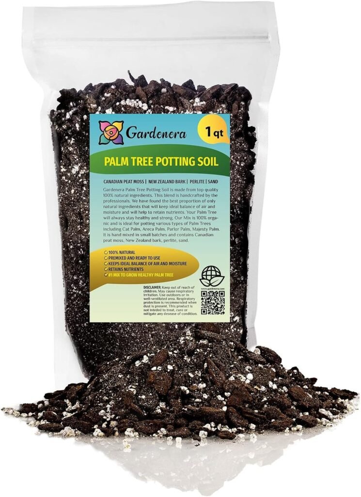 GARDENERA Palm Tree Potting Mix - The Ultimate Soil for Strong and Healthy Palms - Top Choice for Palm Tree Growers [1 Quart Bag]